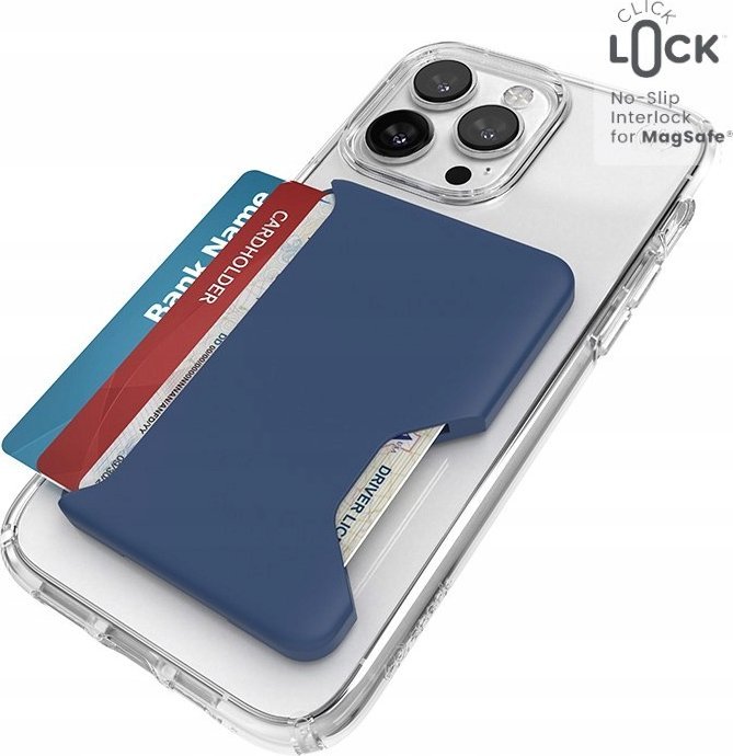 Portofol MagSafe Speck Wallet me ClickLock, 1 3 kartela, blu Coastal Space