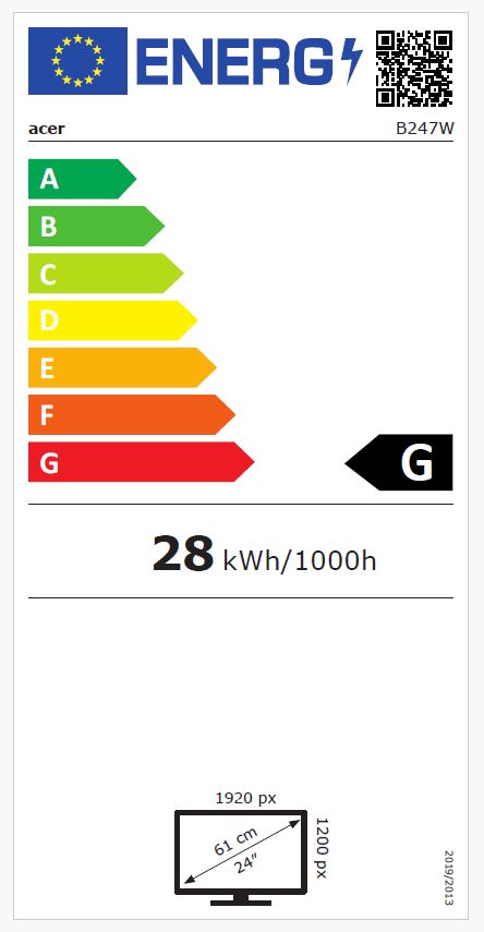 Monitor Acer Vero B247WBM, 24", IPS, 1920x1200, 75Hz, 4ms, i zi