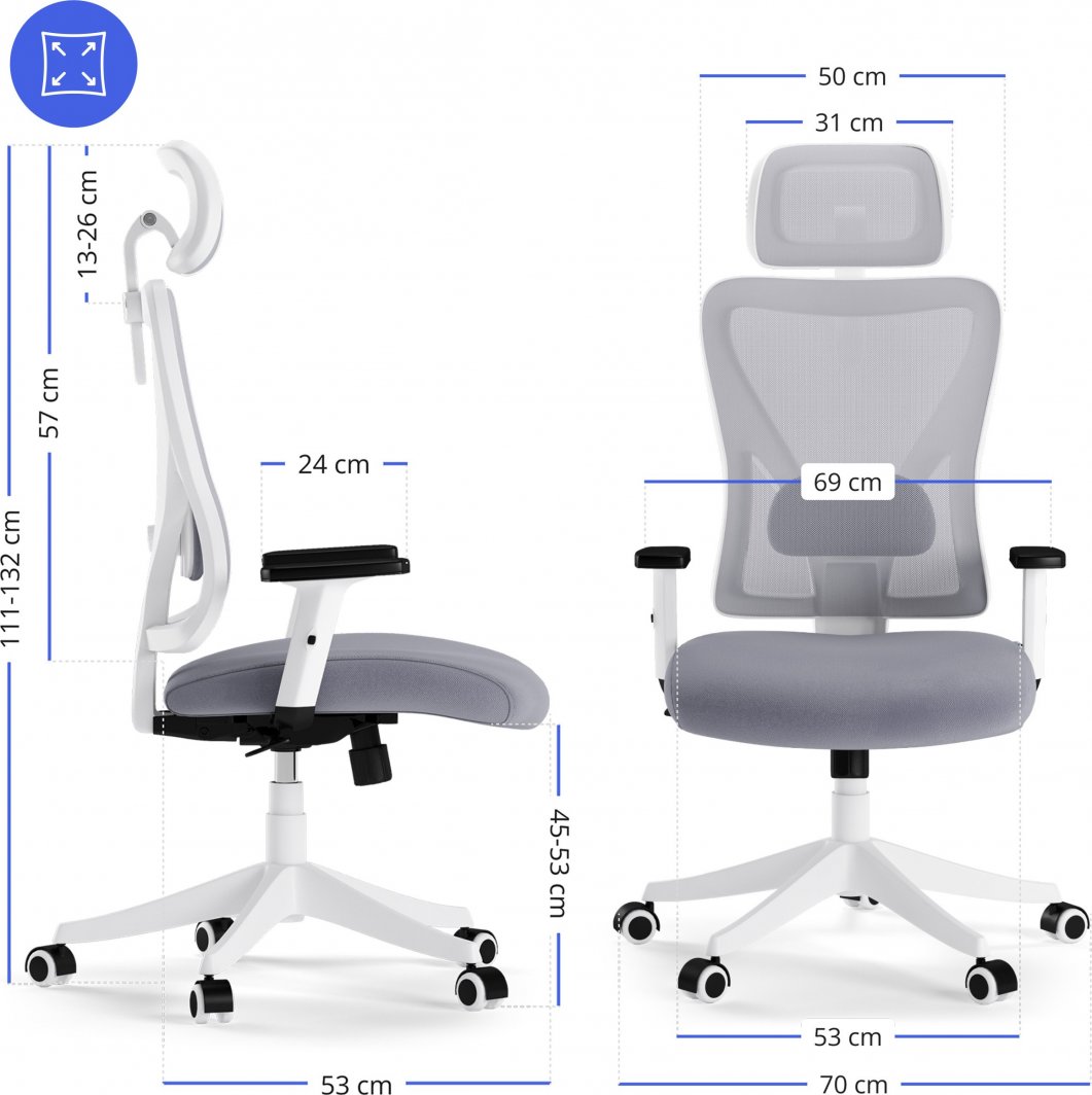 Karrige për zyrë SENSE7 Tone, e hirtë/ bardhë