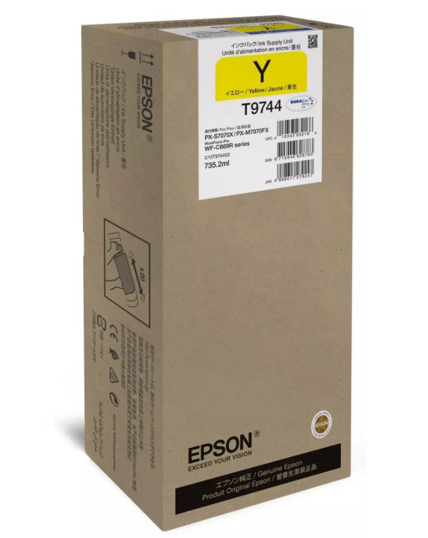 Ngjyrë për printer Epson WorkForce Pro WF-C869R, 735.2ml, e verdhë, XXL