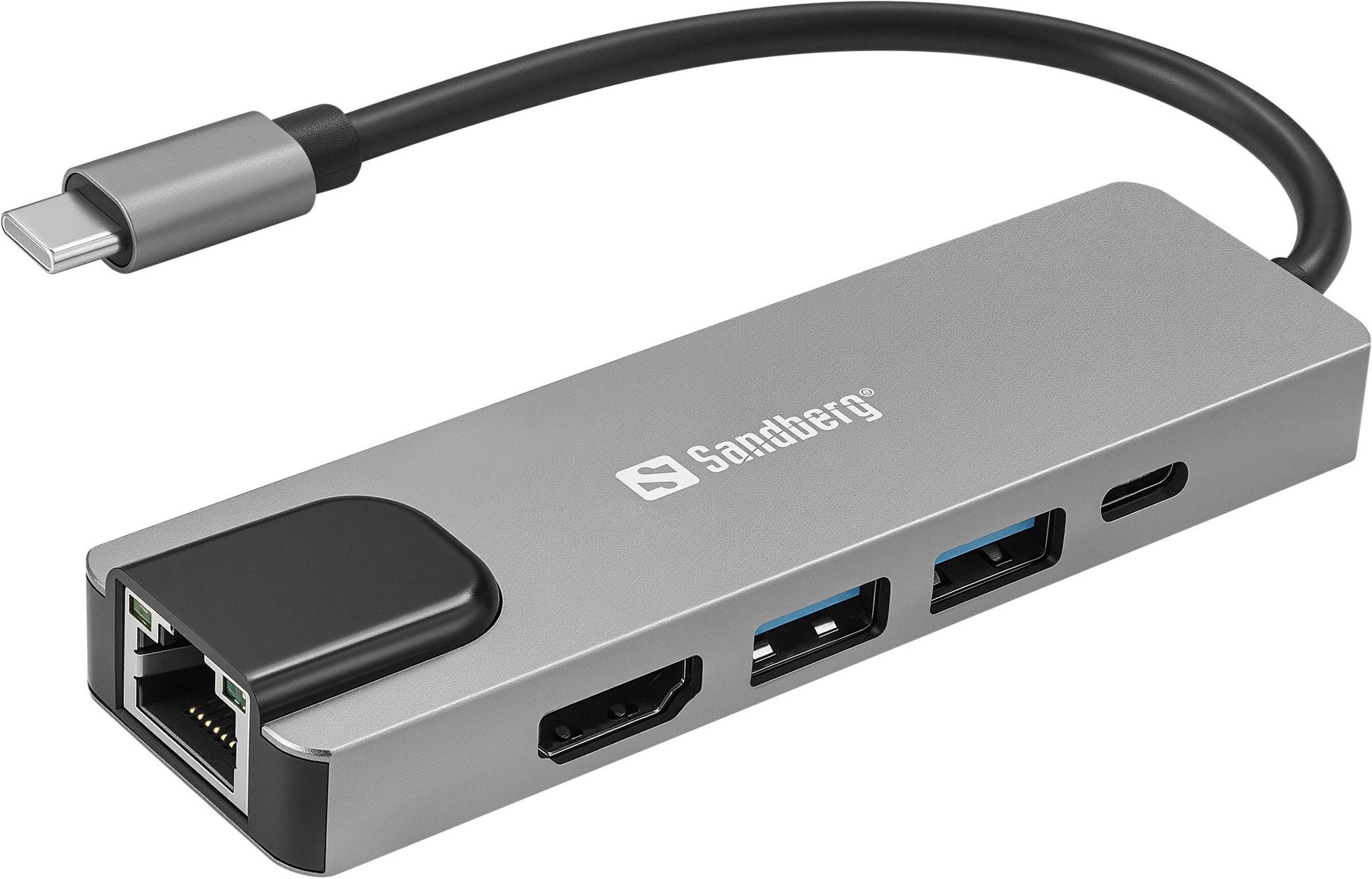 Dock USB C Sandberg Travel Dock Saver 5in1, HDMI 4K, RJ45, argjendtë