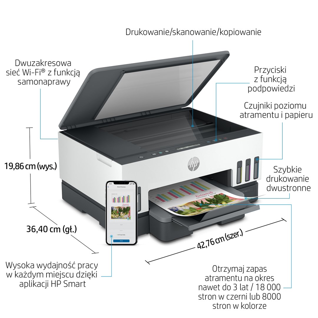 Printer multifunksional HP Smart Tank 720 AIO, termike, i zi