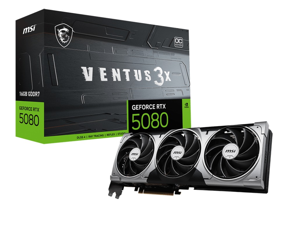 Графичка картичка MSI VENTUS GeForce RTX 5080, 16GB GDDR7, црна