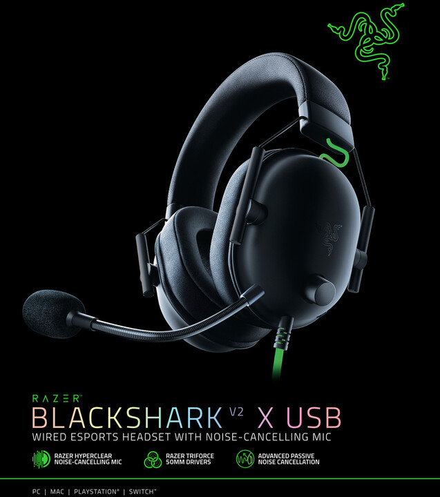 Kufje Razer BlackShark V2 X USB, të zeza