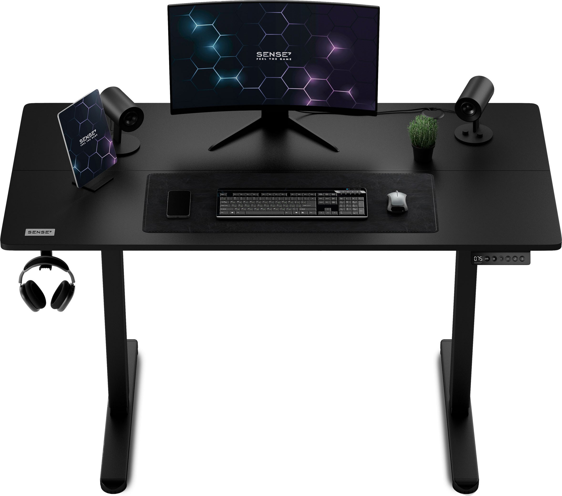 Маса SENSE7 Nojo, 140cm x 70cm, електрична, црна боја