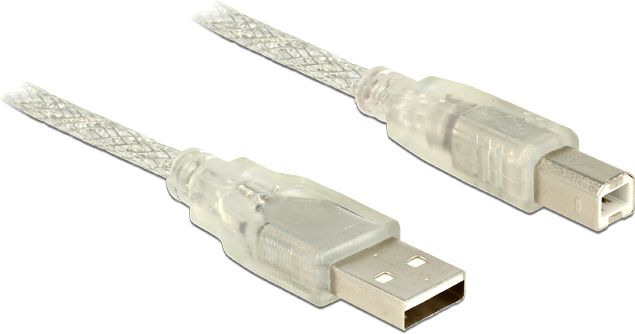 Kabllo Delock 83896, USB-A në USB-B, 5m, e tejdukshme