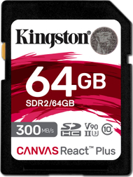Kartë memorie Kingston Canvas React Plus SDXC, 64GB, Class 10 UHS II U3 V90
