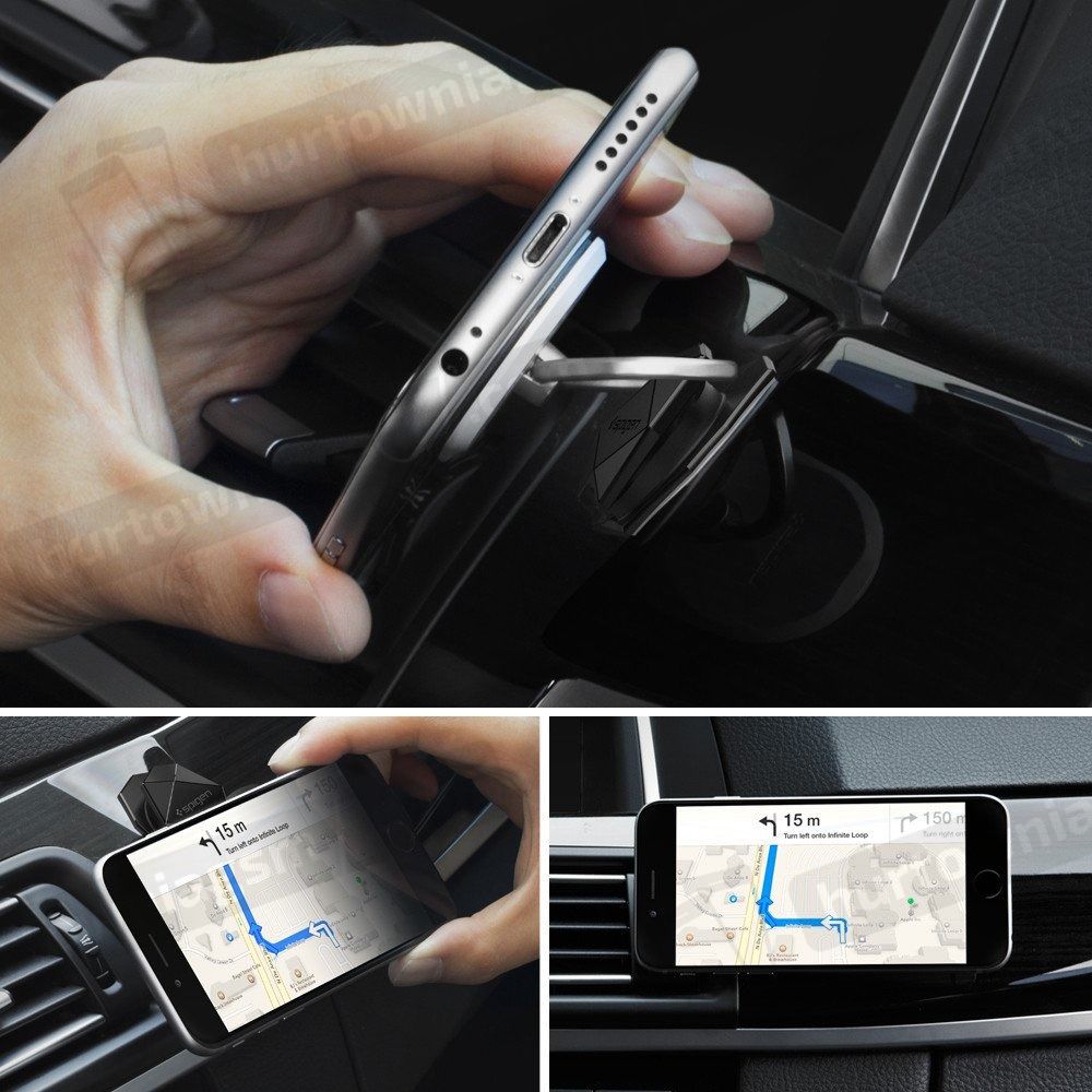 Mbajtëse unazë telefoni Spigen Style Ring, universale, me mbajtëse veture, e zezë