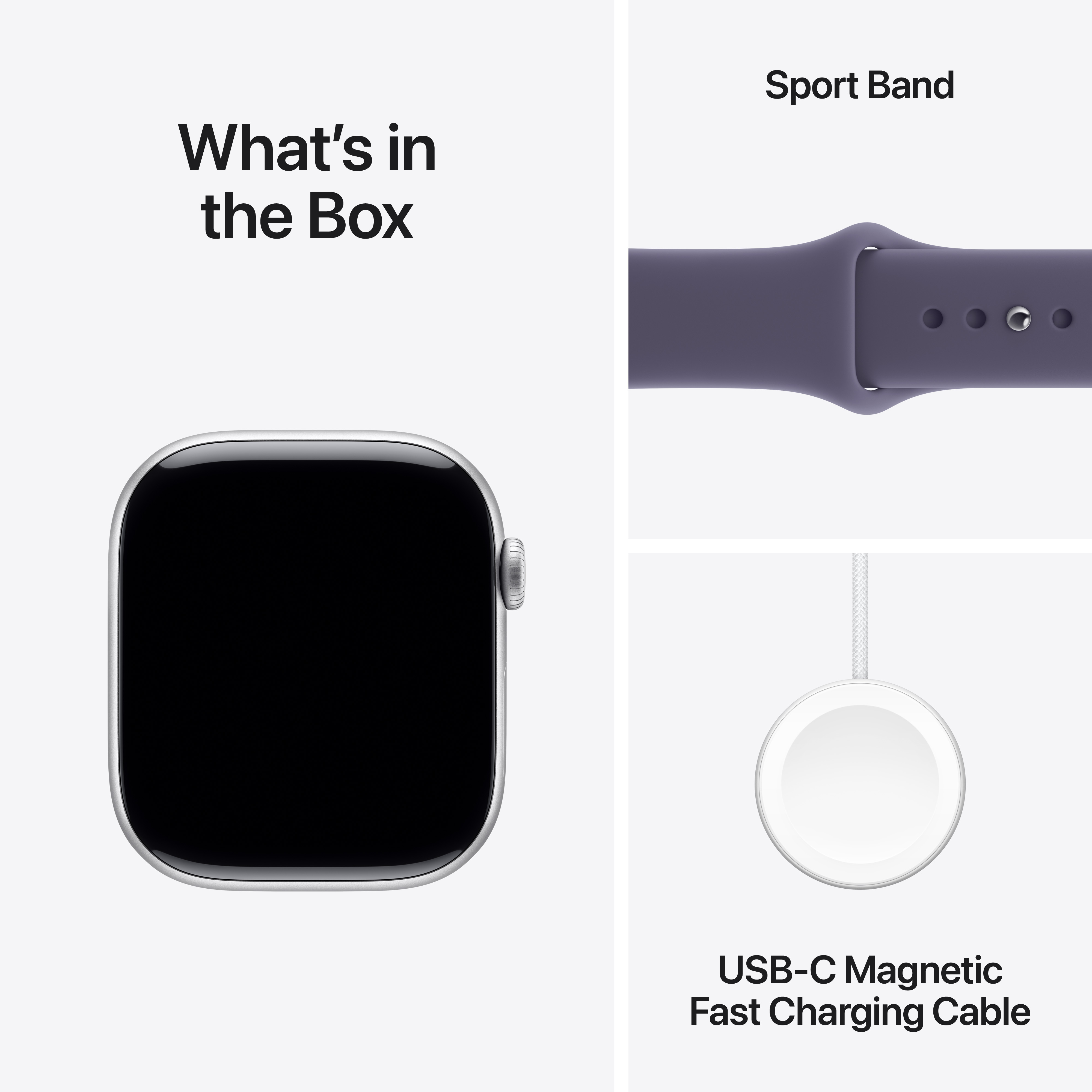 Apple Watch S11 GPS 42mm Silver Aluminium Case with Purple Fog Sport Band, S/M