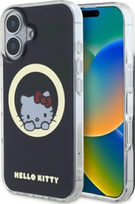 Mbulesë telefoni Hello Kitty HKHMP16SHSWKK, për iPhone 16 6.1", MagSafe, e zezë