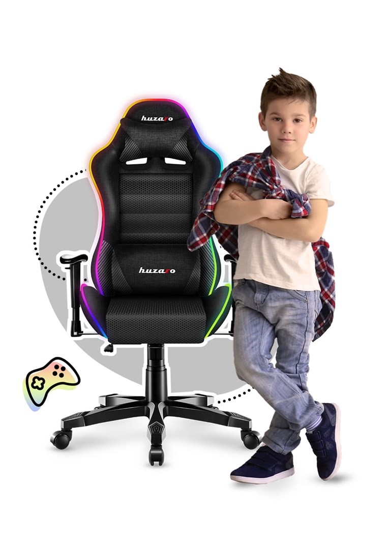 Гејминг столица за деца Huzaro Ranger 6.0 RGB, 130kg, црна