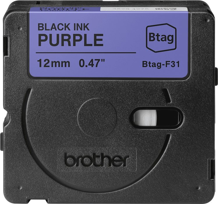 Лента етикета Brother BTAGF31, 12mm, црн текст на виолетова основа