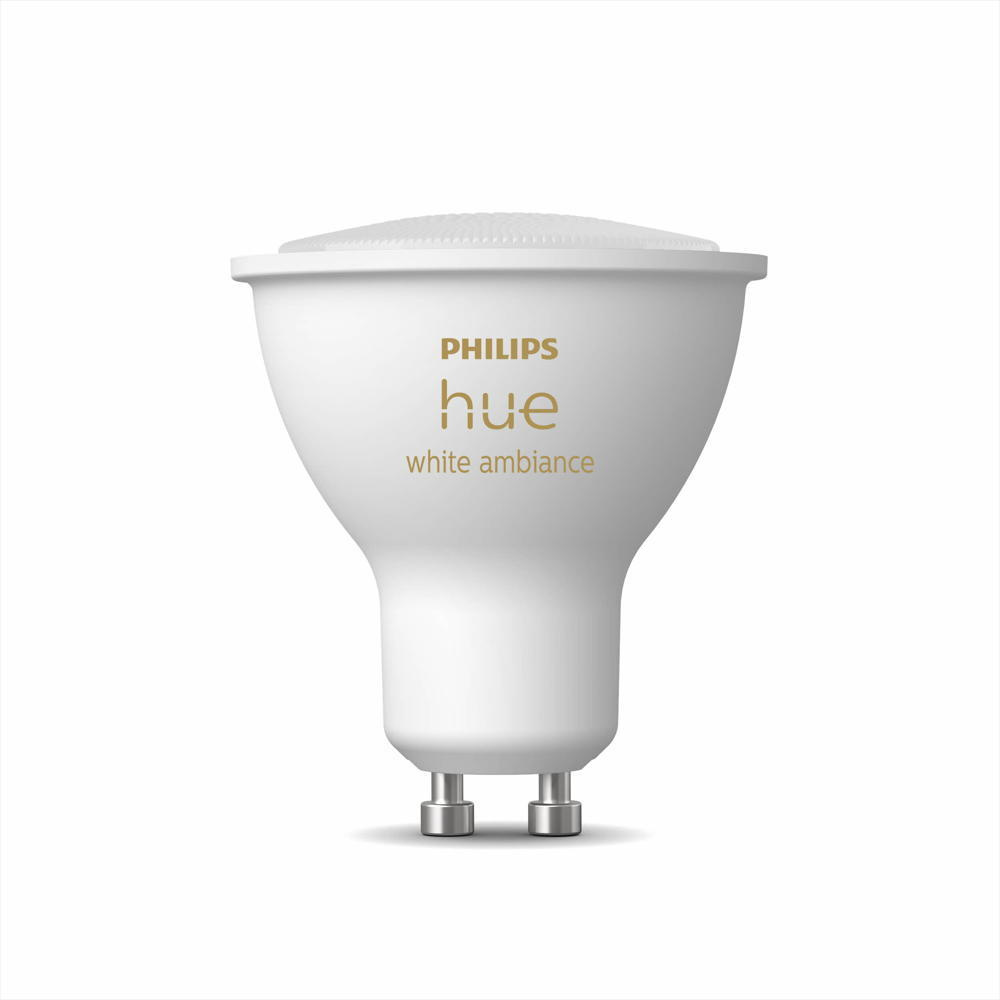 Llambë smart Philips Hue White Ambiance GU10, dritë e bardhë e rregullueshme, kontroll me Bluetooth, e bardhë