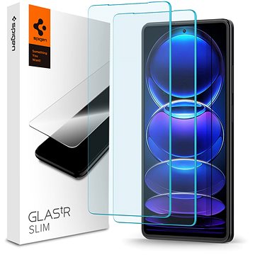 Xham mbrojtës Spigen Glas TR Slim për Xiaomi Redmi Note 12 Pro 5G Redmi Note 12 Pro Plus 5G POCO X5 Pro 5G, set 2 copë, transparent