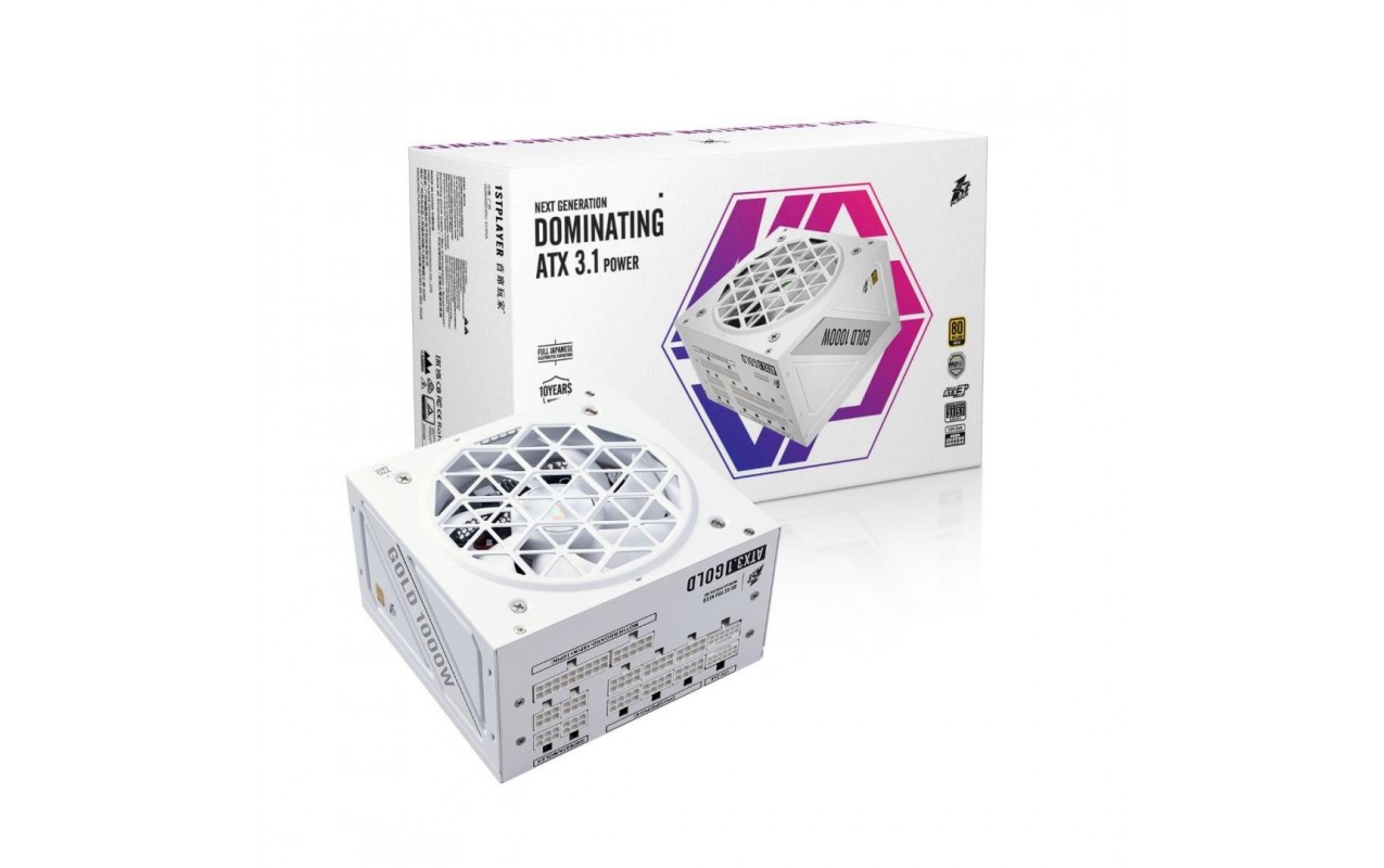 Furnizues energjie 1st Player NGDP HA-1000BA4, 1000W, 80 Plus Gold, full modular, i bardhë