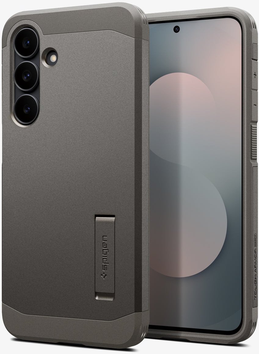 Kuti mbrojtëse Spigen Tough Armor MagSafe, Samsung Galaxy S25 FE, rezistente ndaj goditjeve, gunmetal beige