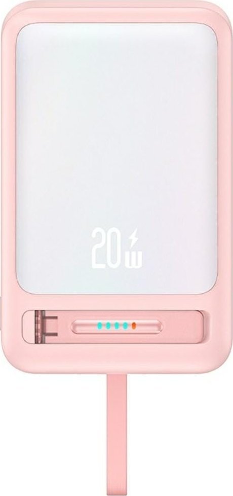 Powerbank Usams XM CD219, 10000 mAh, karikim wireless magnetik, rozë