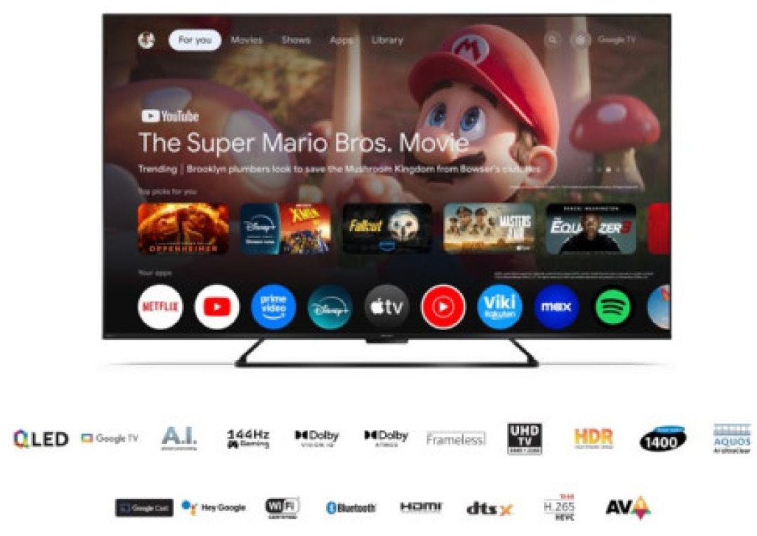 Телевизор Sharp 55HL4265E, 55", 4K UHD, Smart Google TV, црн