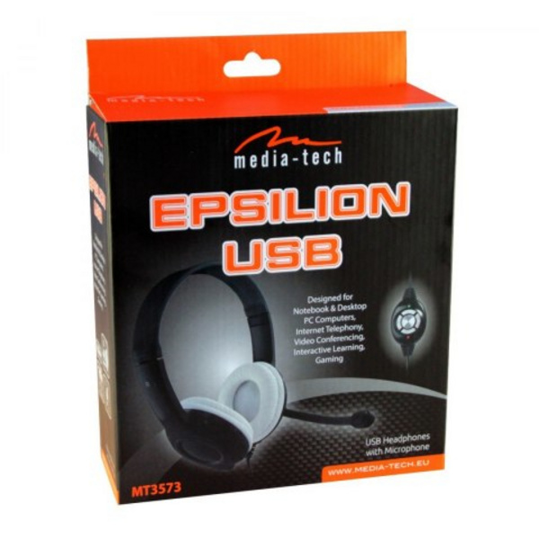 Kufje Media-Tech Epsilon MT3573, USB, 1.9 m, të zeza