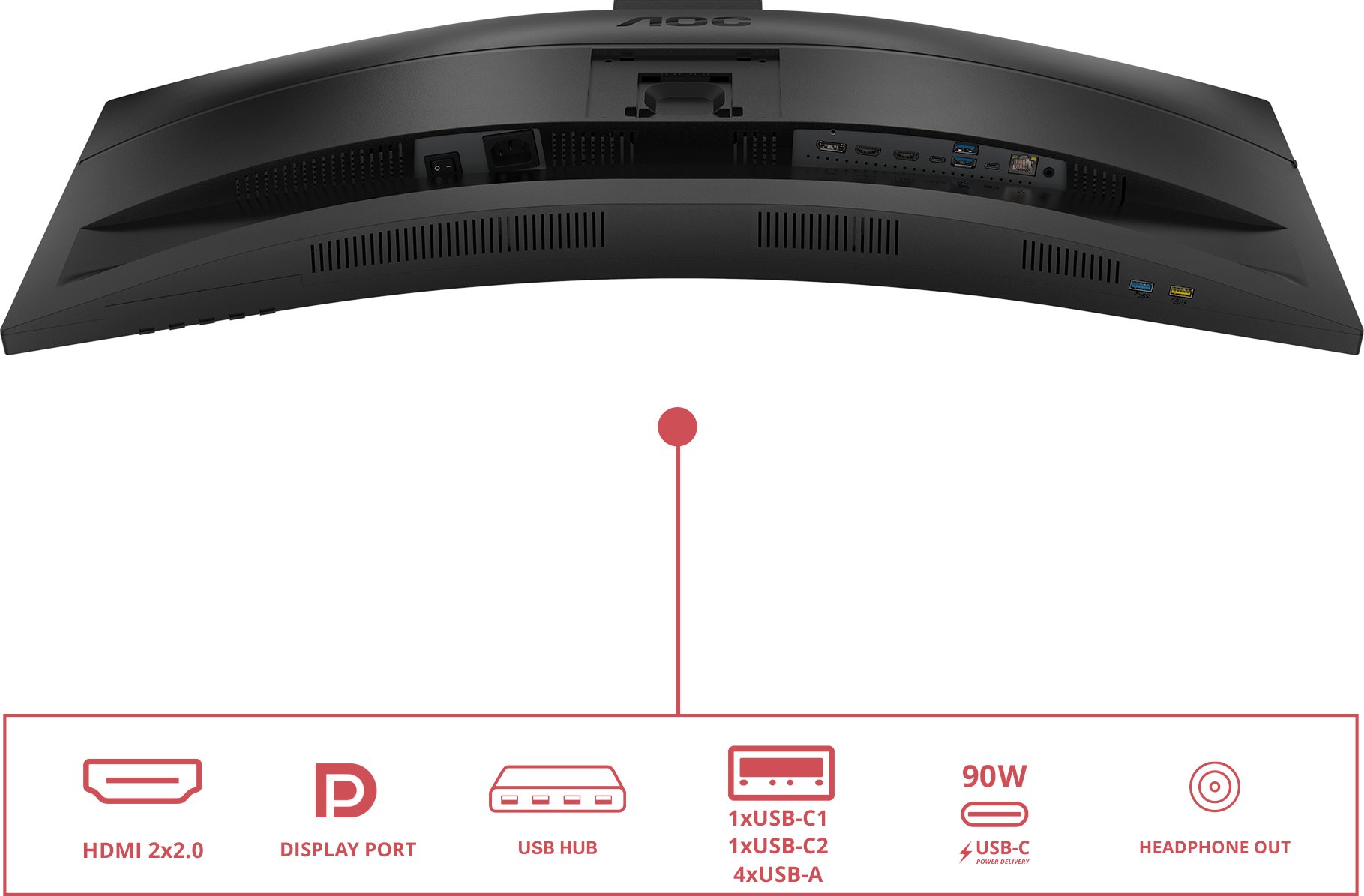 Монитор AOC E4 CU34E4CW, 34" UWQHD, 120Hz, црн