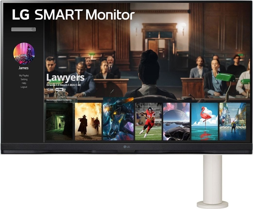 Monitor LG Smart 32SQ780S-W Ergo, 32'', 65Hz, Class G, 3840 x 2160 (UHD 4K), VA, i bardhë