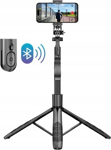 Selfie tripod Crong SelfieGo Ultra, Bluetooth, alumin, i zi