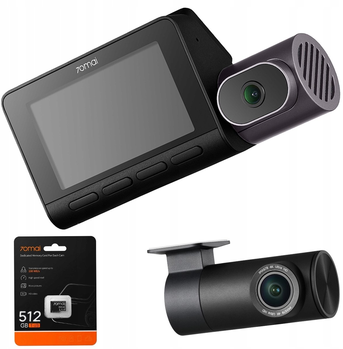 Kamerë veture 70mai Dash Cam 4K T800-41-512G, 512GB, 4K, e zezë