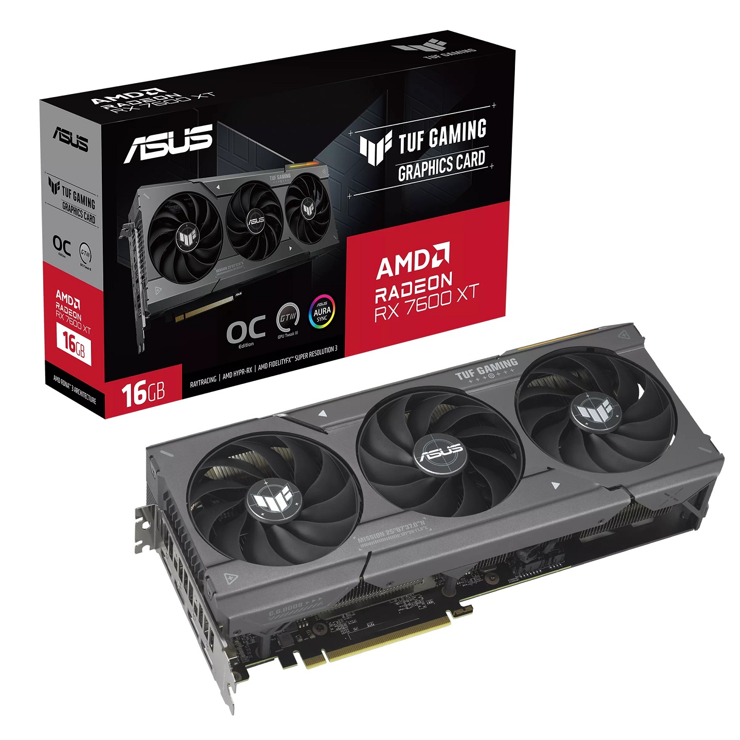 Kartelë grafike ASUS TUF-RX7600XT-O16G-GAMING, 16GB GDDR6, e zezë