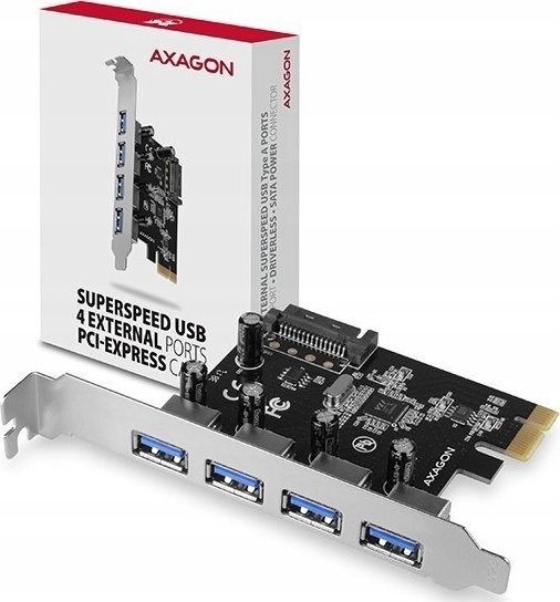 Kartë zgjeruese AXAGON PCEU-430RS, PCIe 4.0 x1, 4x USB 3.0, e zezë