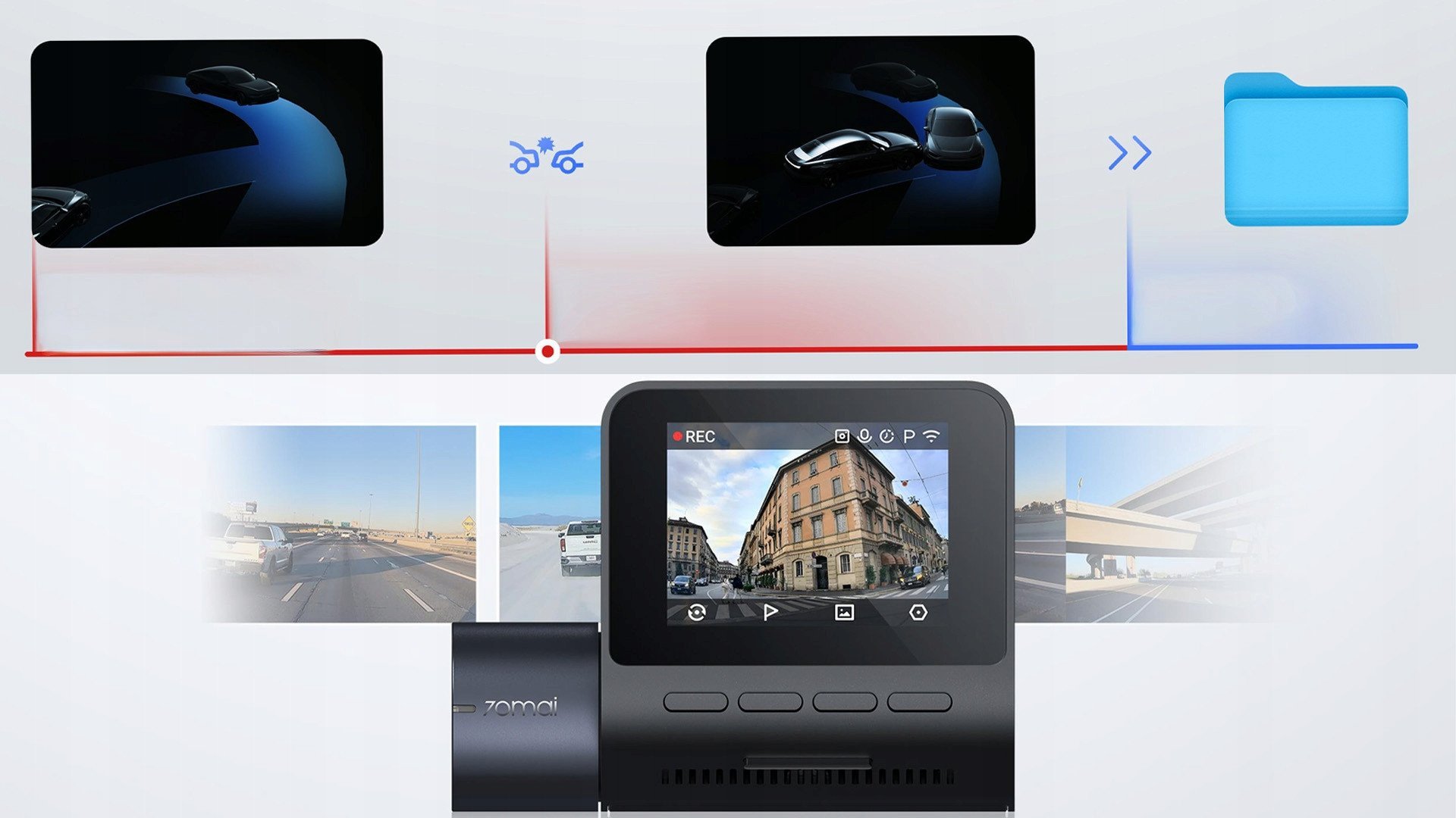 Камера за автомобил 70mai Dash Cam A400, 1440P, 145° FOV, сива