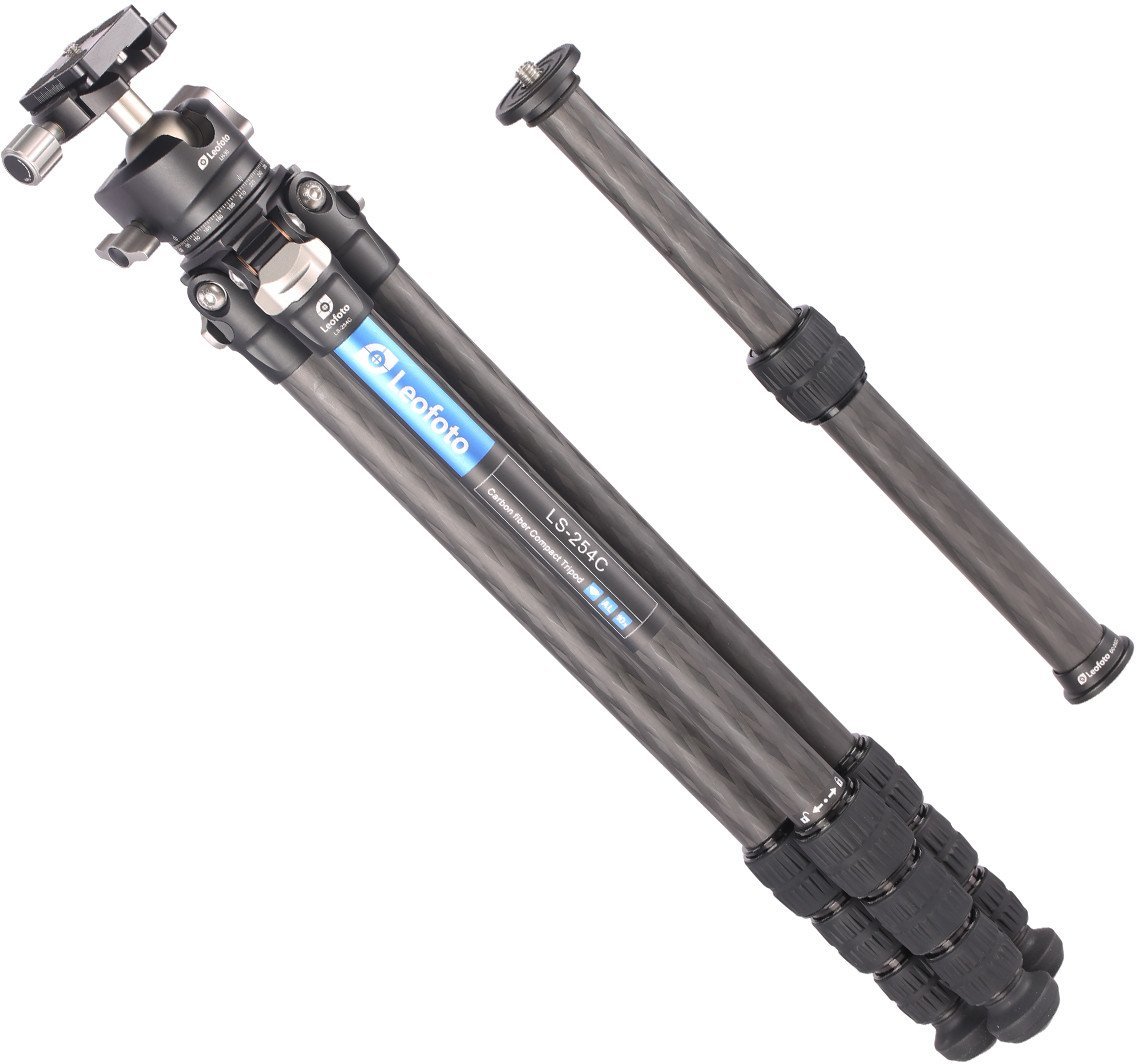 Tripod fotografik Leofoto Ranger LS-254C, fibër karboni, me kokë sferike LH-30, i zi