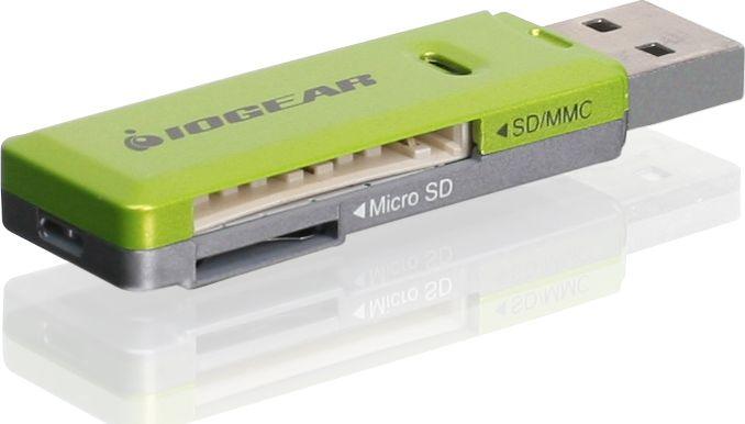 IOGEAR SD/microSD/MMC Читач/Запишувач на Картички, Зелен