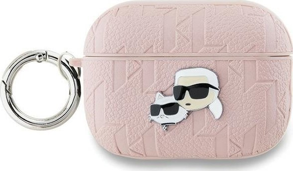 Kuti mbrojtëse Karl Lagerfeld Monogram Karl & Choupette, për AirPods Pro 2, rozë
