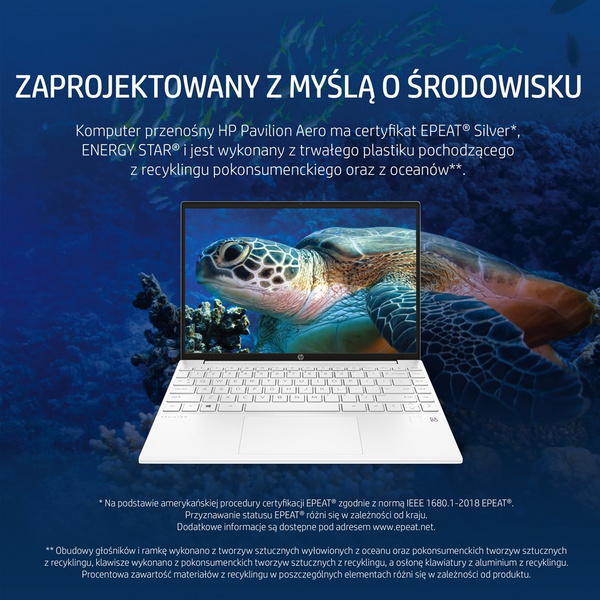 Laptop HP Pavilion Aero 13-be0244nw, 13.3", 16 GB RAM, 512 GB SSD, Ryzen7, AMD Radeon Graphics, i bardhë