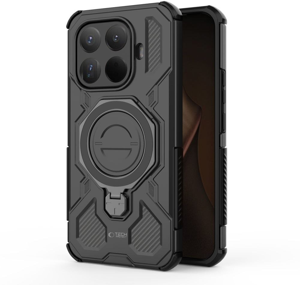 Футрола за телефон Tech-Protect TacticStand за Xiaomi 15T Pro, со држач, MagSafe, црна