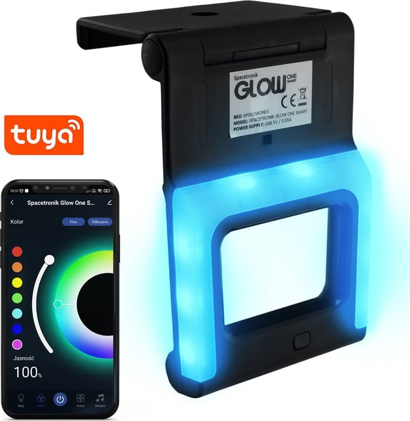 Dritë ambientale për TV Spacetronik Glow One, RGBW, USB, e zezë
