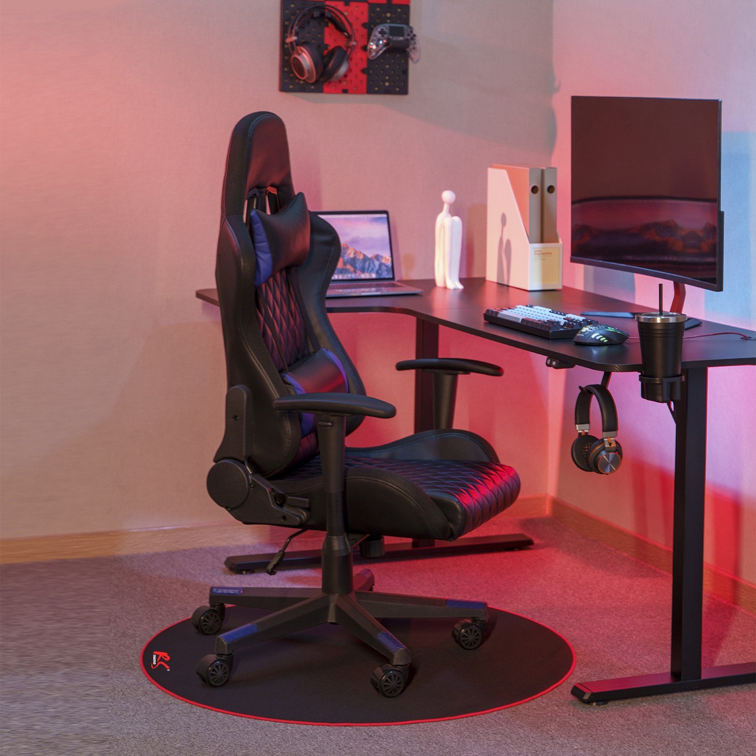 Matesë për karrige gaming NanoRS RS172, sipërfaqe kundër rrëshqitjes, e zezë