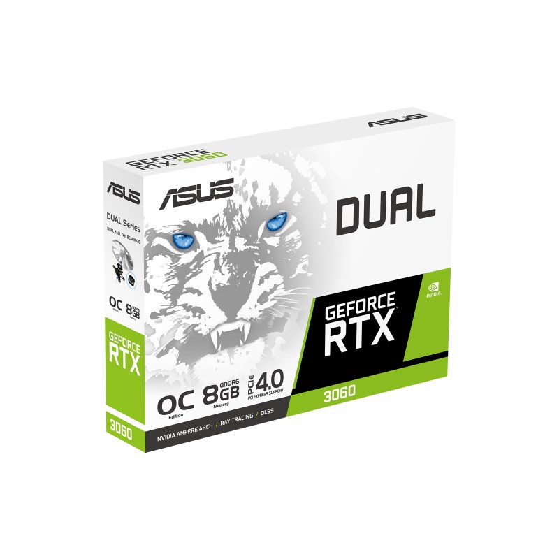Kartë grafike ASUS NVIDIA GeForce RTX 3060, 8 GB GDDR6, DUAL-RTX3060-O8G-WHITE