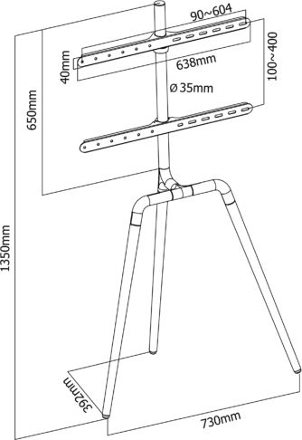 Stendë dyshemeje për TV Tritonix W, 32"-65", dru ahu dhe çelik, industriale