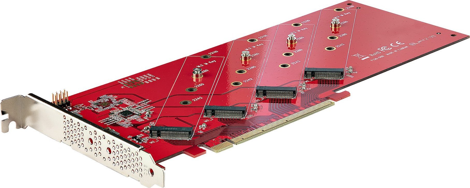 Kartë zgjeruese StarTech.com Quad M.2 PCIe, PCIe 4.0 x16, deri 4 SSD M.2, e zezë