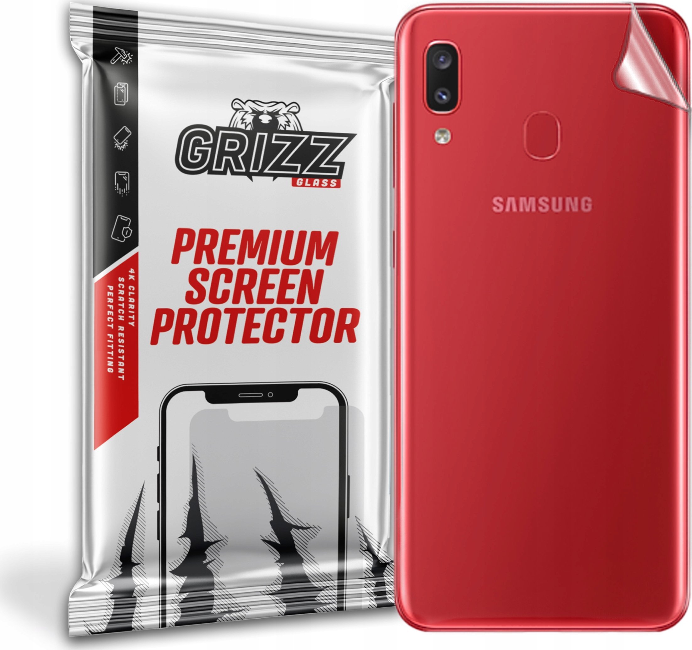 Folie mbrojtëse e pasme GrizzGlass Grizz për Samsung Galaxy A20, transparente