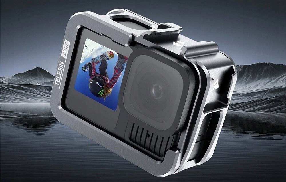 Метална рамка Telesin Metal Cage V2 за GoPro HERO 13 12 11 10 9, додаток за камера за акција, сива