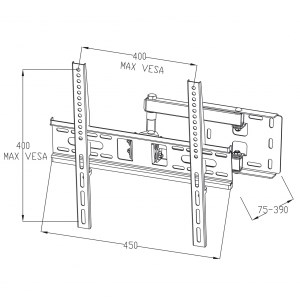 Mbajtëse për TV ART AR-53, 22"-55", 35KG, e zezë 