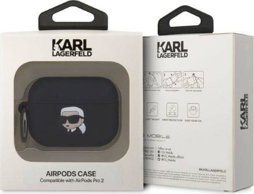 Mbulesë Karl Lagerfeld KLAP2RUNIKK për Apple AirPods Pro 2, silikon, e zezë