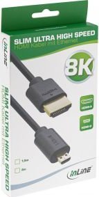 Kабел HDMI InLine 17902D, 2m, Full HD 3D, црн