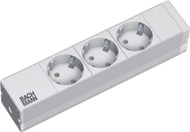 Zgjatës energjie Bachmann 333.417, për rack 10" 1U, 3 dalje, kabllo 2 m, argjendtë gri e hapur