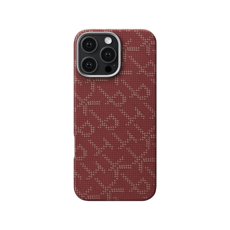 Mbrojtëse Pitaka Tactile Woven për iPhone 16 Pro, e kuqe/e artë