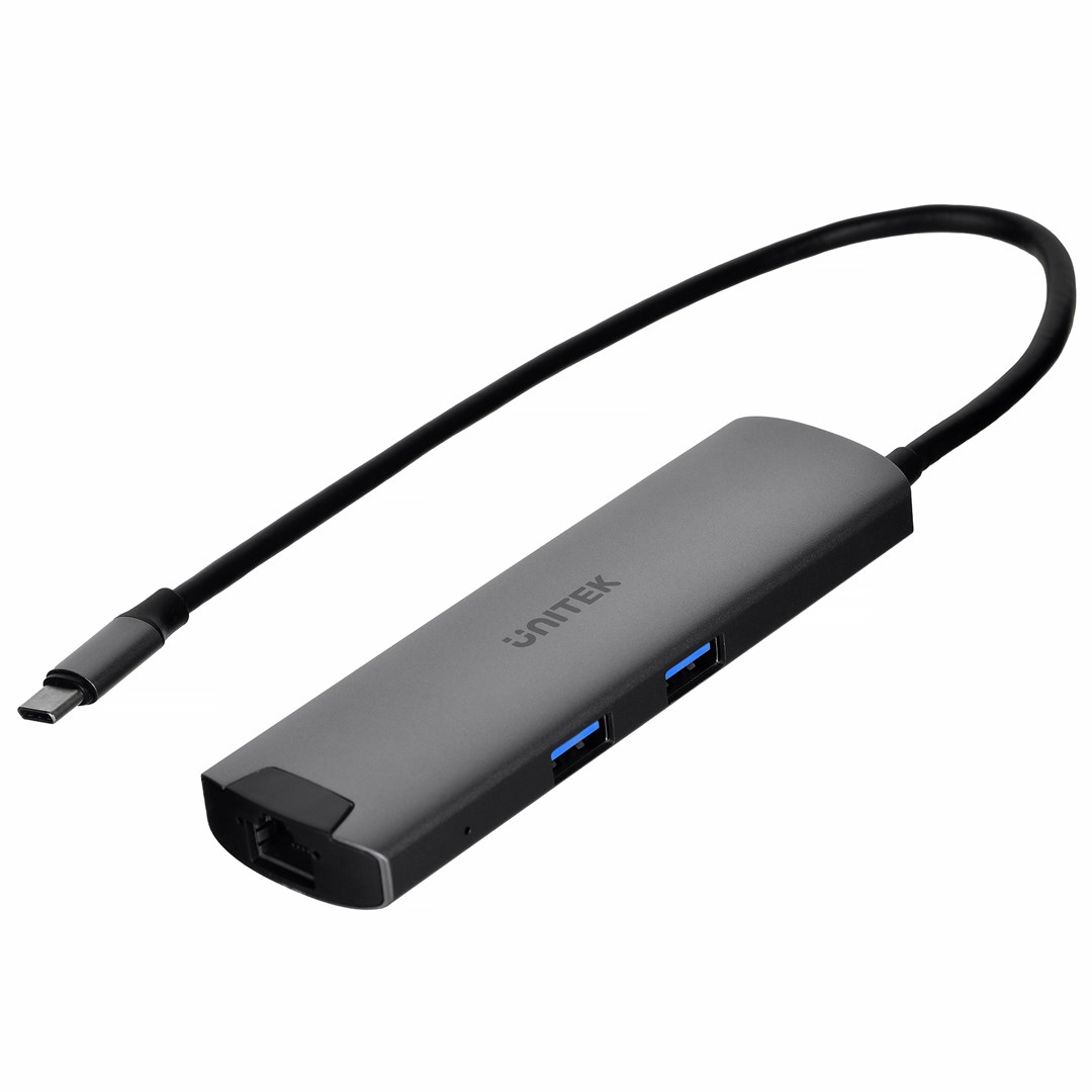Qendër USB-C Unitek, 5Gbps, HDMI, RJ-45, PD 100W, e zezë