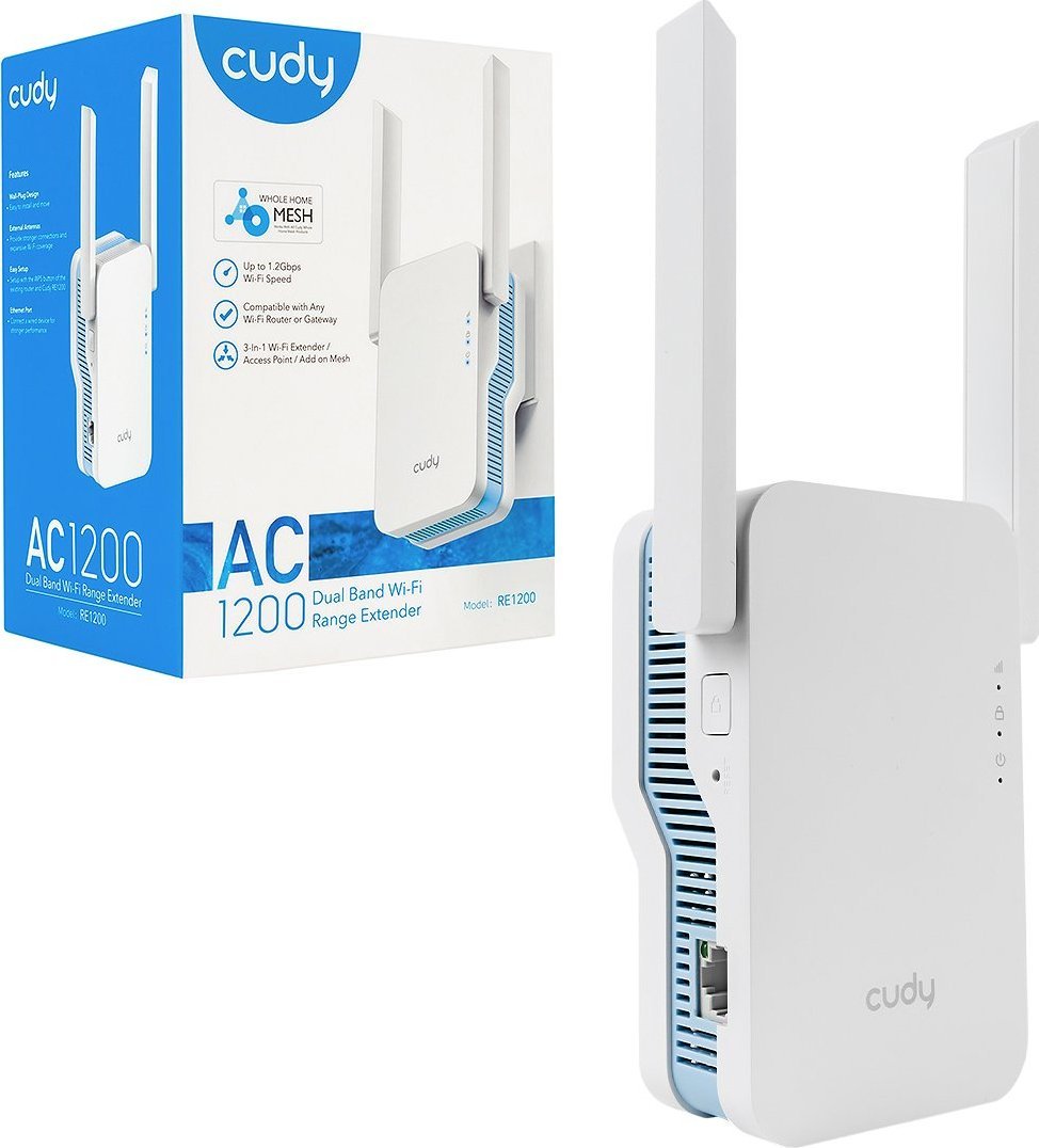 Përforcues WiFi Cudy RE1200, AC1200, dual band, i bardhë