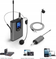 Mikrofon wireless UHF K8, sistem dore, marrës portativ 6.35mm, rreze 50m, i zi